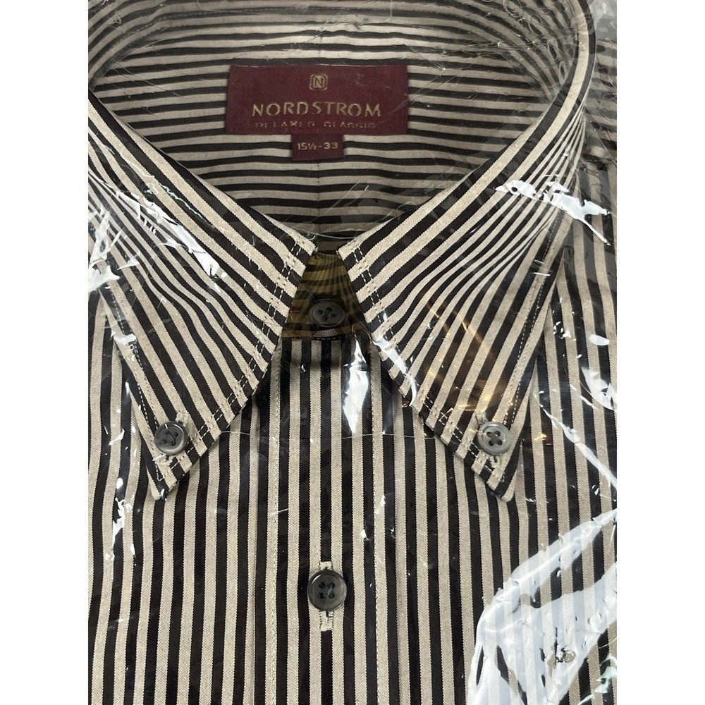 Nordstrom Dress Shirt Men's 15.5-33" Striped Button Down Collar Pocket -Lot of 2 - Picture 8 of 10